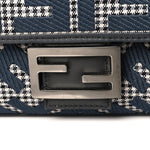 Wool Vitello King Houndstooth FF Embroidered Baguette Grigio Anthracite