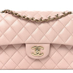Lambskin Quilted Small Double Flap Light Pink