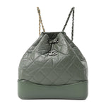 Aged Calfskin Quilted Small Gabrielle Backpack Green