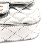 Mirror Calfskin Metallic Calfskin Quilted Hollywood Boulevard Mini Flap With Star Coin Purse Silver