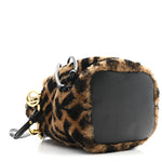 Shearling Vitello Dolce F is Fendi Macro FF 1974 Mini Mon Tresor Bucket Bag Tobacco Black