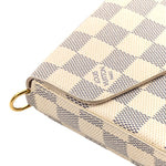 Damier Azur Pochette Felicie Chain Wallet Rose Ballerine