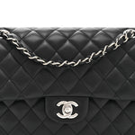 Lambskin Quilted Medium Double Flap Black