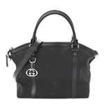 Nylon Monogram Medium GG Charm Dome Satchel Black