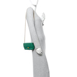 Aged Calfskin Quilted Reissue 2.55 Phone Holder With Chain Green