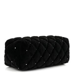 Velvet Diamanté Quilted Wristlet Clutch Black