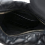 Grained Calfskin Quilted Pearl Pouch Hobo Black