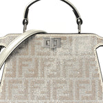 Iridescent Crystal Vitello Laminato Suede FF Petite Peekaboo I SEE U Satchel Cappuccino