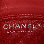 Patent Quilted Mini Flap Clutch With Chain  Red