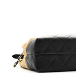 Suede Calfskin Shiny Lambskin Quilted Small Coco Base Shopping Bag Beige Black