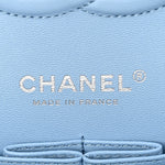 Denim Quilted Medium Double Flap Light Blue
