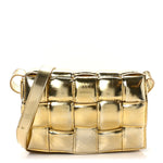 Mirror Lambskin Maxi Intreccio Padded Cassette Crossbody Bag Gold
