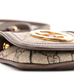 GG Supreme Monogram Textured Dollar Calfskin Blondie Card Case Wallet with Strap Beige Ebony New Acero