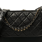 Aged Calfskin Quilted New Medium Gabrielle Hobo Black