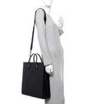 GG Supreme Monogram Azalea Calfskin Web Medium Retro Interlocking G Vertical Tote Bag Black