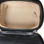 Calfskin Raffia Small Vanity Case Bag Black Beige
