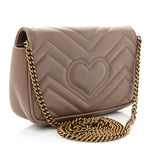 Calfskin Matelasse Super Mini GG Marmont Shoulder Bag Porcelain Rose
