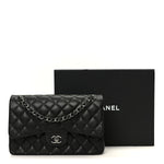 Iridescent Caviar Quilted Jumbo Double Flap Black