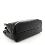 Calfskin Quilted Large Coco Base Shopping Bag Black