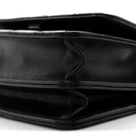Shiny Crumpled Calfskin Crystal Quilted Precious Handle Clutch With Chain Black