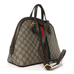 GG Supreme Monogram Web Medium Ophidia Top Handle Dome Bag Brown