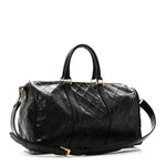 Calfskin Stitched Duffle Travel Bag Black