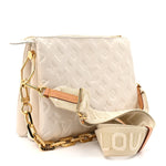 Lambskin Embossed Monogram Coussin PM Beige Cream