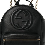 Pebbled Calfskin Soho Chain Backpack Black