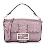 Metallic Cuoio Roma Sellerissima Nappa Sintetica Tape Stitch Mini Baguette Rosa Placca Argento