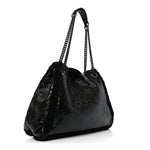 Patent Shearling Medium Soho Chain Shoulder Bag Black