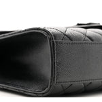 Grain De Poudre Textured Mixed Matelasse Triquilt Medium Monogram Monochrome Satchel Black
