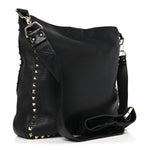 Pebbled Calfskin Large Rockstud Flip-Lock Messenger Bag Black