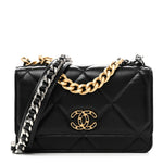 Lambskin Quilted Chanel 19 Wallet On Chain WOC Black