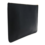 Calfskin Logo Large Cash Pouch With Handle Black White