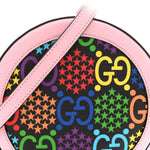 GG Supreme Monogram Psychedelic Round Shoulder Bag Black Multicolor Sugar Pink