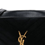 Suede Calfskin Monogram Lou Camera Bag Black