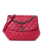 Lambskin Quilted Large Daily Supple Flap Dark Pink