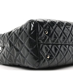 Patent Quilted Large Coco Shine Shopping Tote Navy