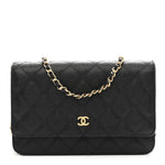Caviar Quilted Wallet On Chain WOC Black