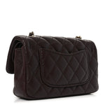 Lambskin Quilted Mini Double Flap With Hook Dark Brown