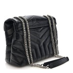 Calfskin Y Quilted Monogram Small Loulou Chain Satchel Black