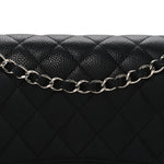 Caviar Quilted Medium Double Flap Black
