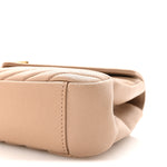 Sheepskin Matelasse Chevron Monogram Medium College Bag Dark Beige