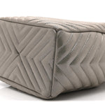 Iridescent Calfskin Chevron Small Urban Spirit Drawstring Bag Silver