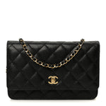 Caviar Quilted CC Turnlock Wallet On Chain WOC Black
