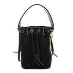 Canvas Vitello King F is Fendi FF Embroidered Mini Mon Tresor Bucket Bag Black