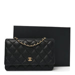 Caviar Quilted Wallet on Chain WOC Black