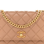 Calfskin Quilted Perfect Fit Wallet On Chain WOC Beige
