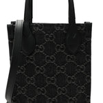 Denim Cuoio Harness GG Monogram Mini Ophidia Tote Bag Black Medium Grey