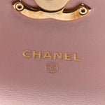 Lambskin Quilted Pick Me Up Clutch With Chain Pink
